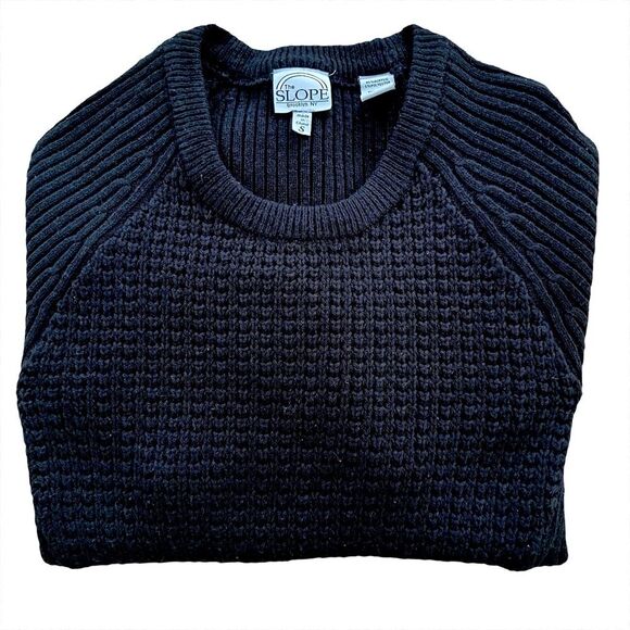 The Slope Hi-Lo Waffle Knit Long Sleeve Sweater Black Silver Zippers - Picture 3 of 10